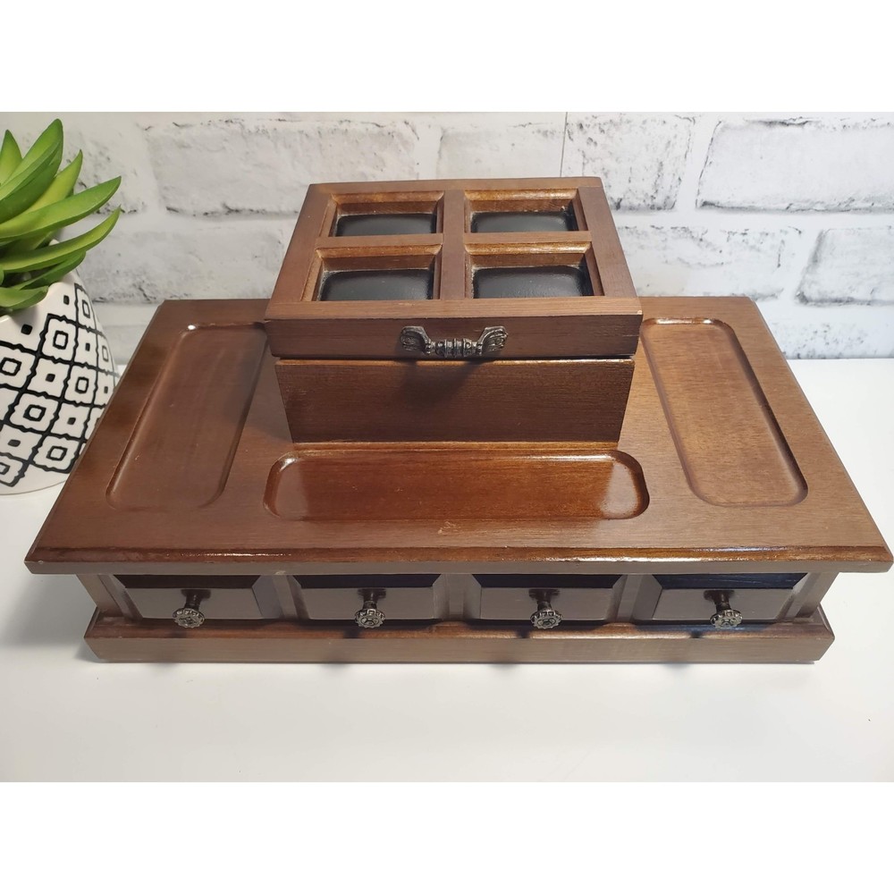 Himark Vintage Wood and Faux Leather Jewelry Box A12